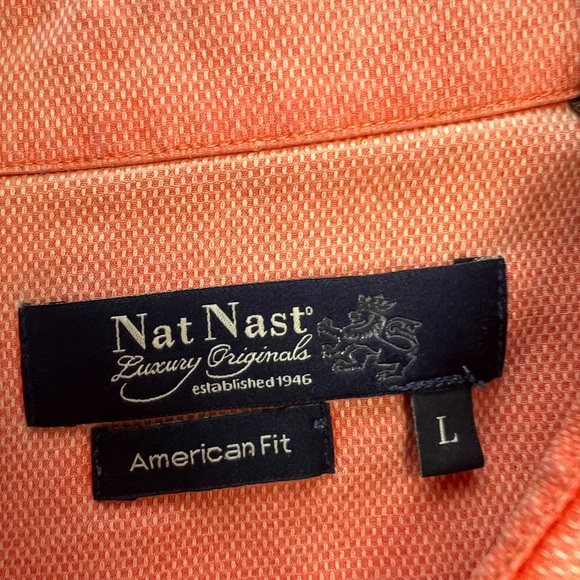 Nat Nast Solid Orange Silk Shirt L - Picture 3 of 4